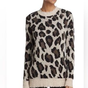 Aqua Leopard Print Crew Neck Sweater - Black and Brown